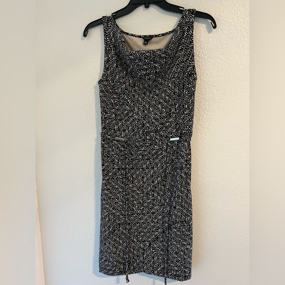 Ann Taylor Monochrome Textured Midi Dress